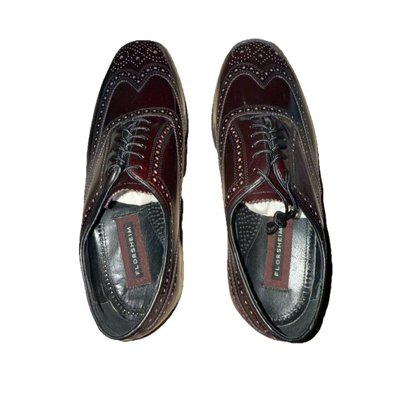 Florsheim Imperial Kenmoor Mens 8 3E Wingtip Shoes Burgundy Leather New - Picture 4 of 8